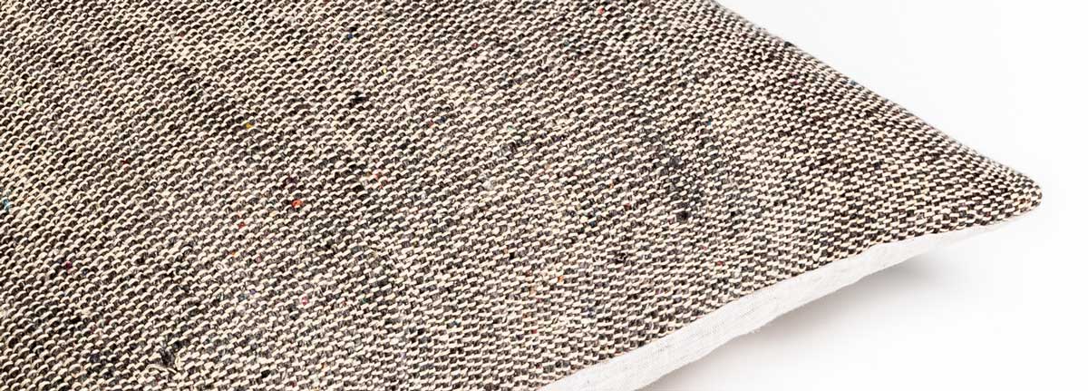 Cushion Floss Grey Offwhite Silk