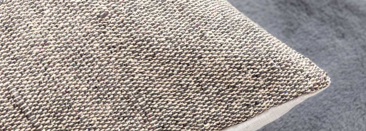 Cushion Floss Grey Offwhite Raw Silk