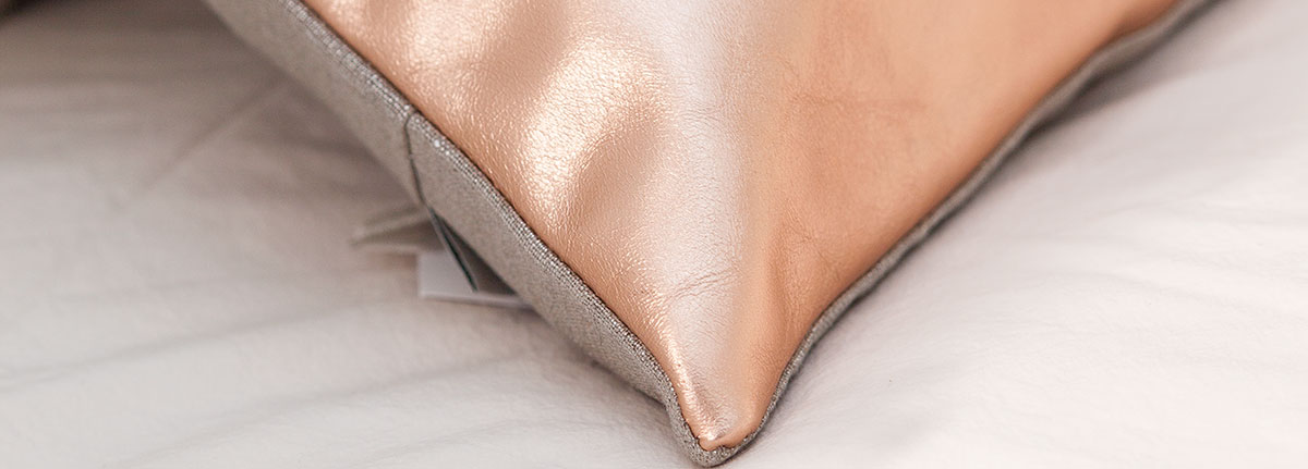 Pavilion Copper Leather Cushion Detail