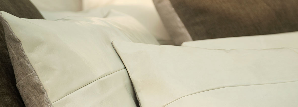 Pavilion Sage Leather Cushion Detail